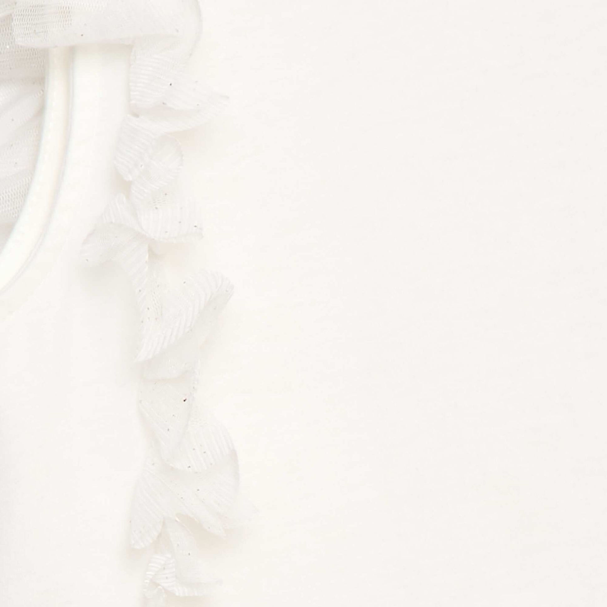 T-shirt coton avec manches volants en tulle BLANC