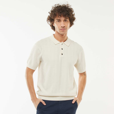 Polo en maille tricot  à manches courtes BLANC