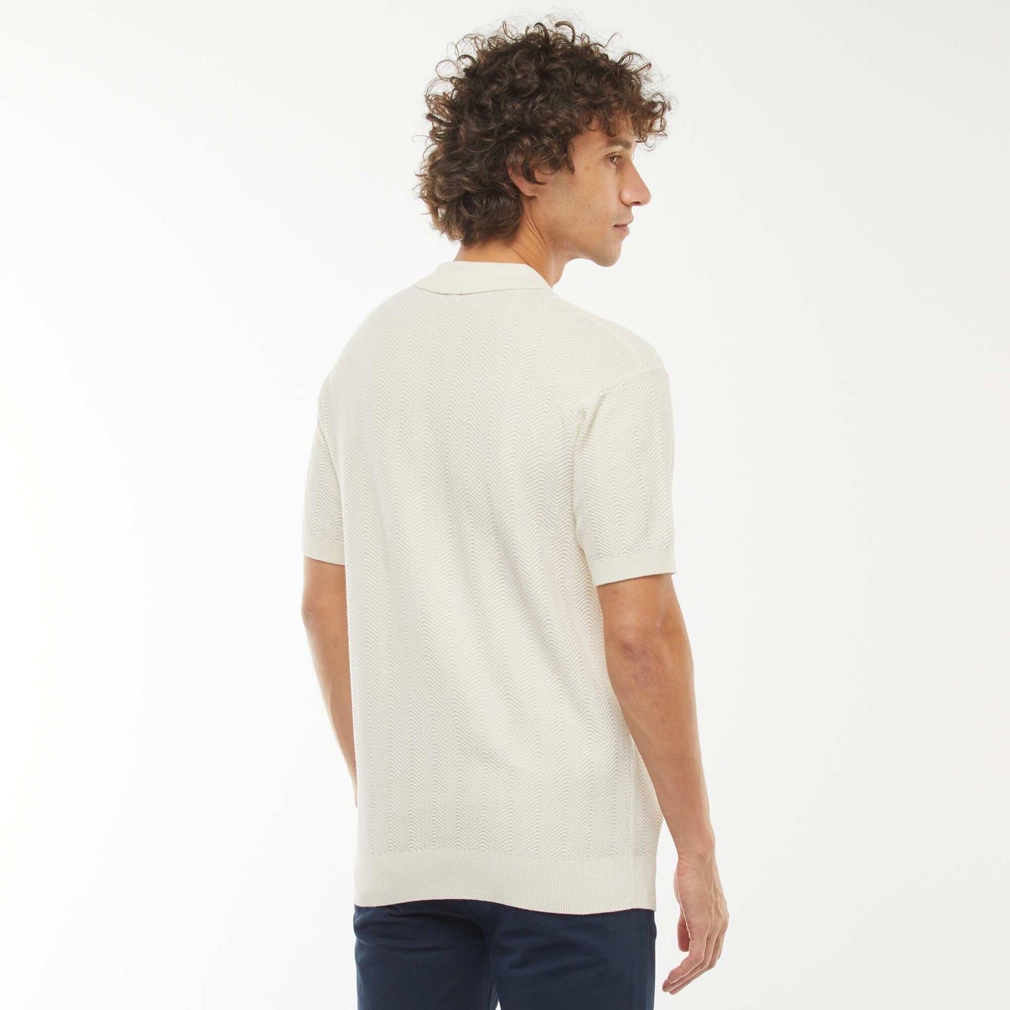 Polo en maille tricot  à manches courtes BLANC