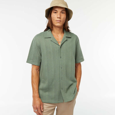 Chemise manches courtes en maille ajourée VERT