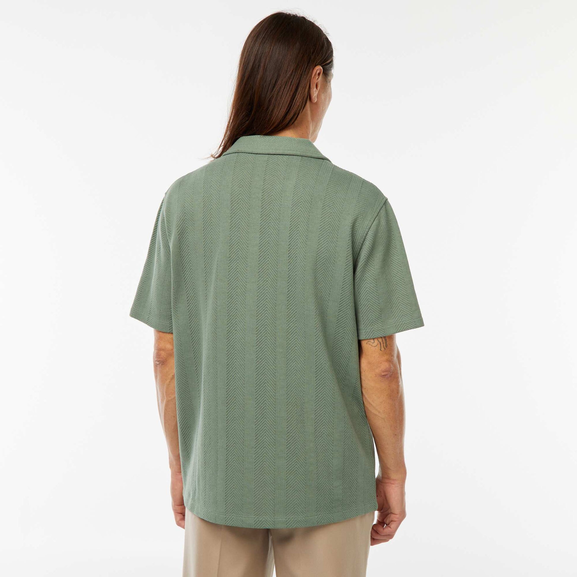Chemise manches courtes en maille ajourée VERT