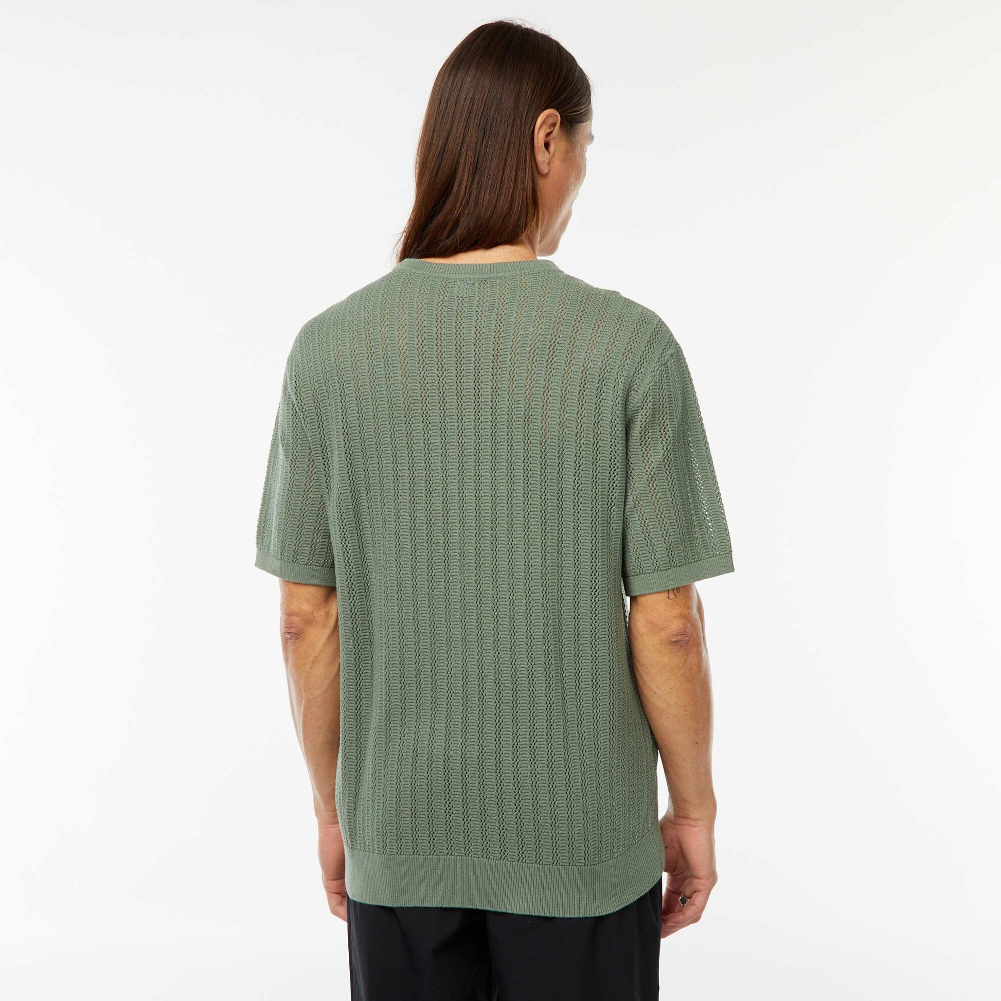 T-shirt en maille tricot à manches courtes VERT