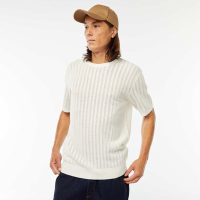T-shirt en maille tricot à manches courtes BLANC