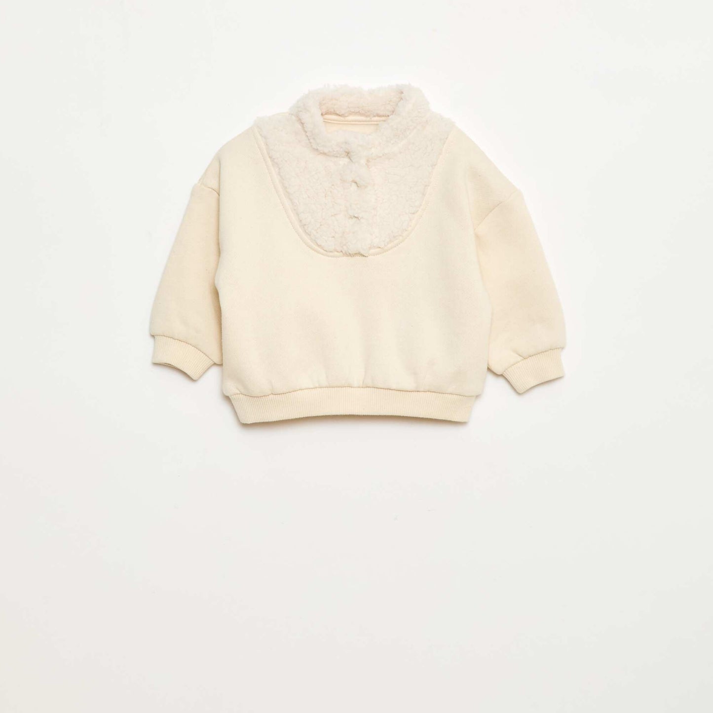 Sweat col montant effet moutonné BLANC