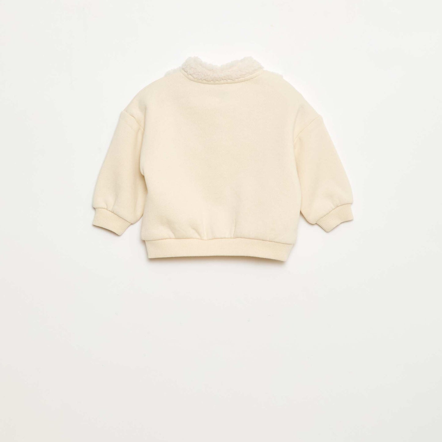 Sweat col montant effet moutonné BLANC