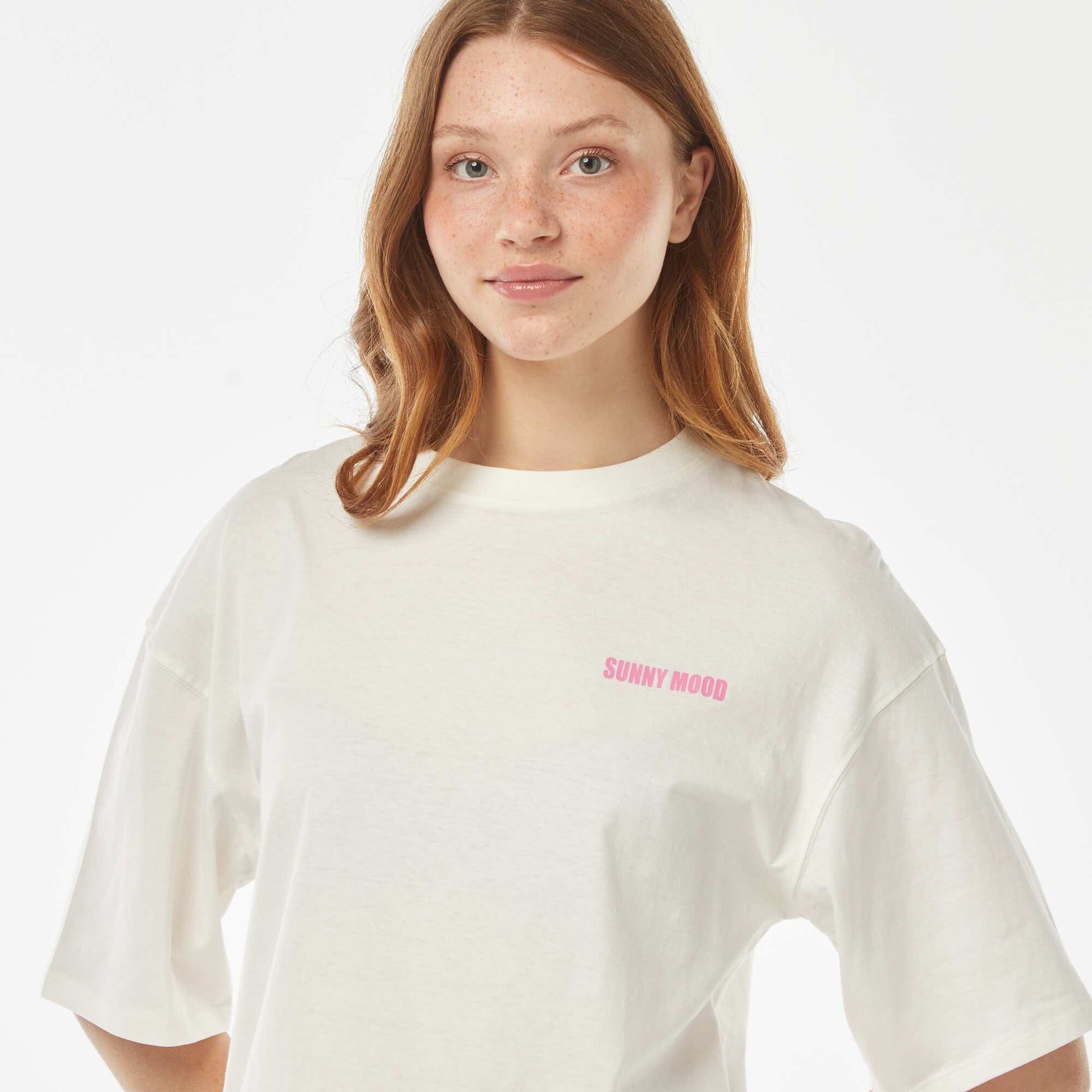T-shirt oversize manches courtes imprimé 'coquillages' BLANC