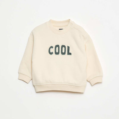 Sweat avec broderie 'cool' en molleton gratté BEIGE