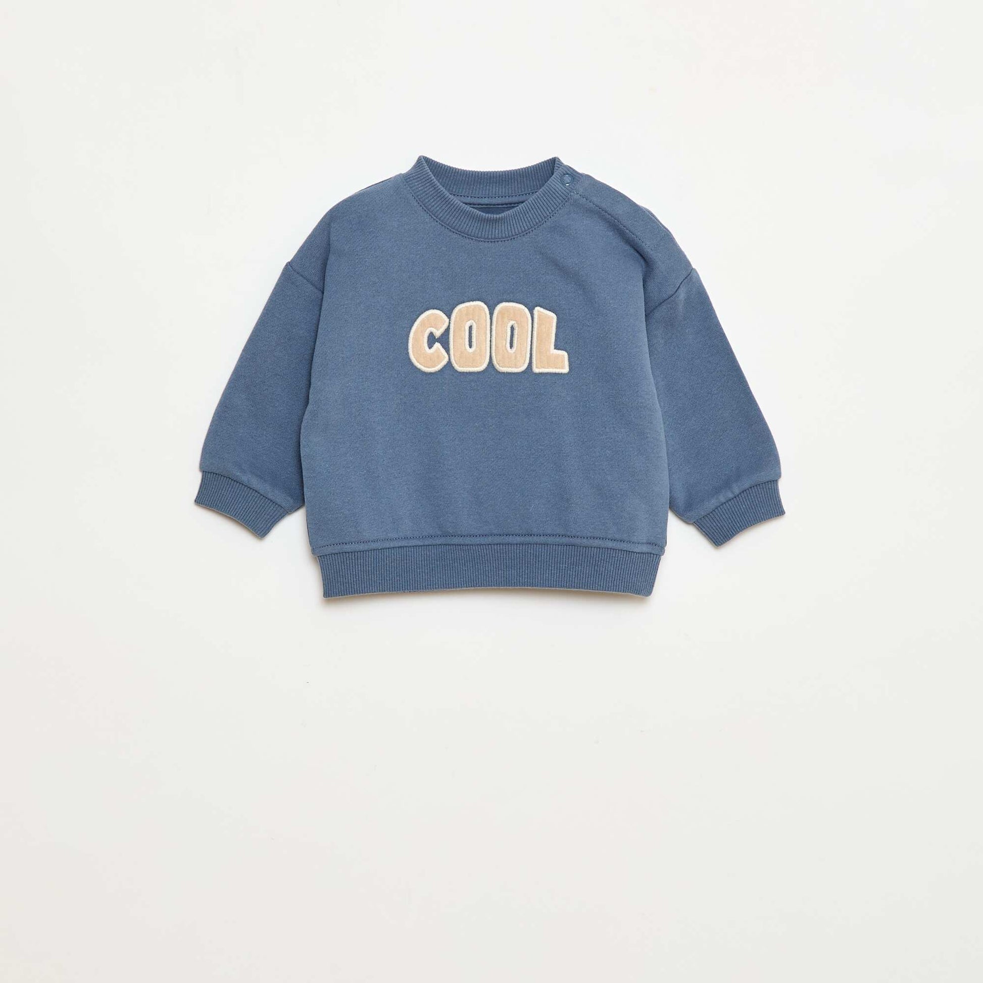 Sweat avec broderie 'cool' en molleton gratté BLEU