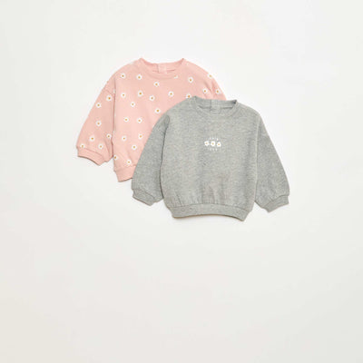 Lot de 2 sweats 1 uni et l'autre à motif GRIS