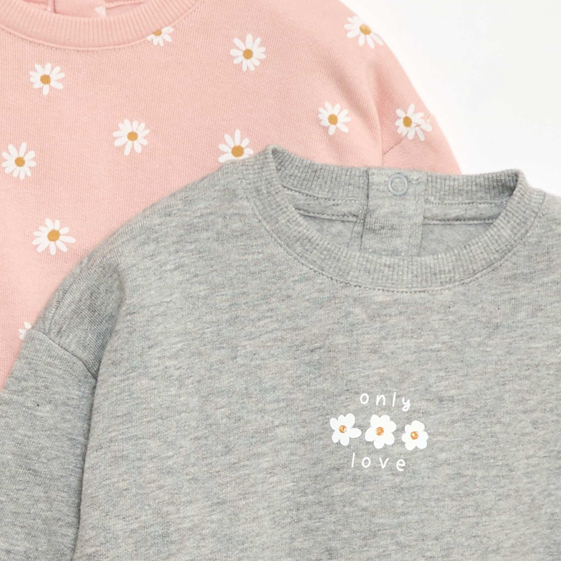 Lot de 2 sweats 1 uni et l'autre à motif GRIS