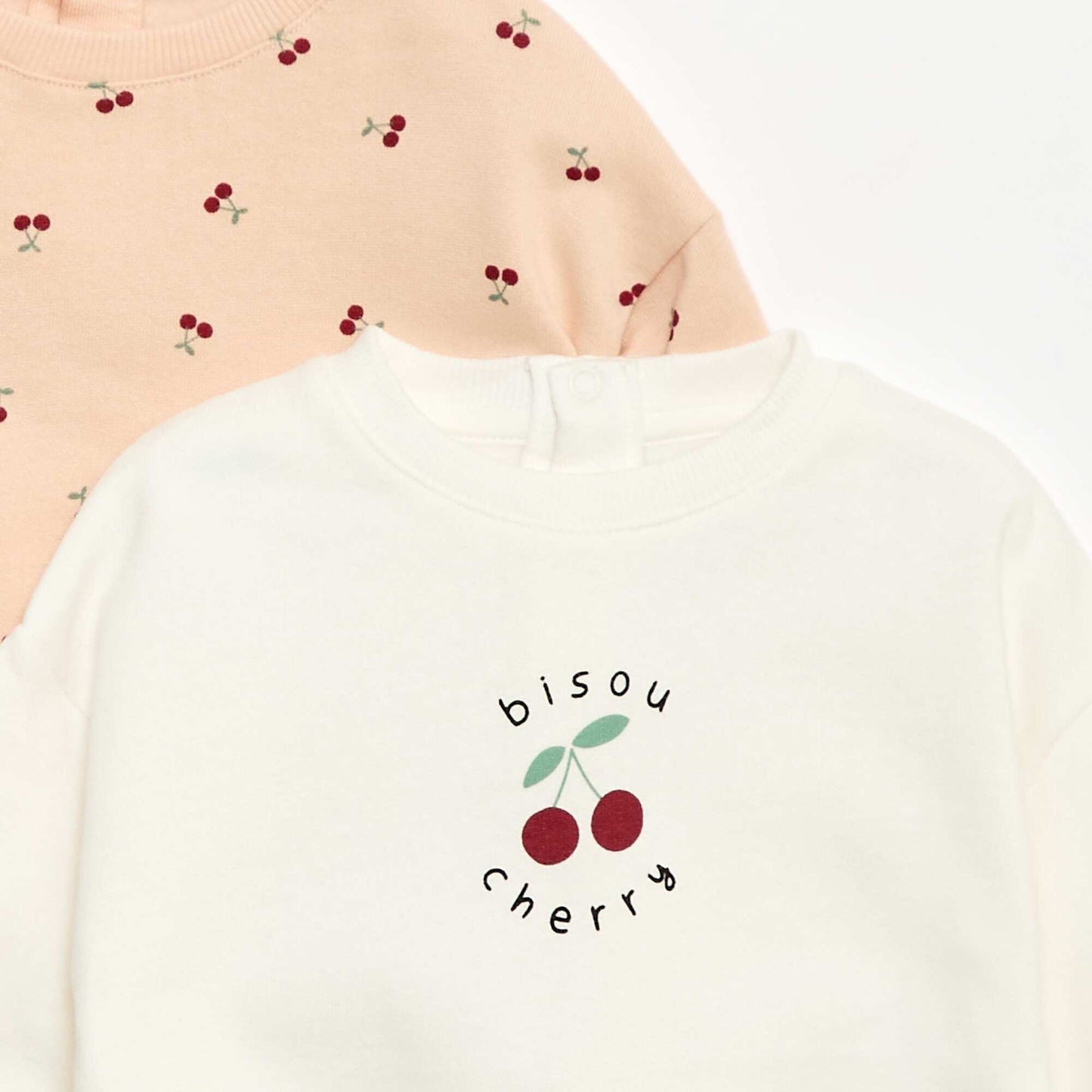 Lot de 2 sweats 1 uni et l'autre à motif BLANC