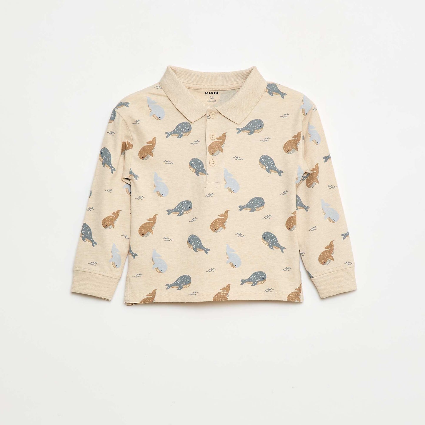 Polo en jersey à manches longues BEIGE