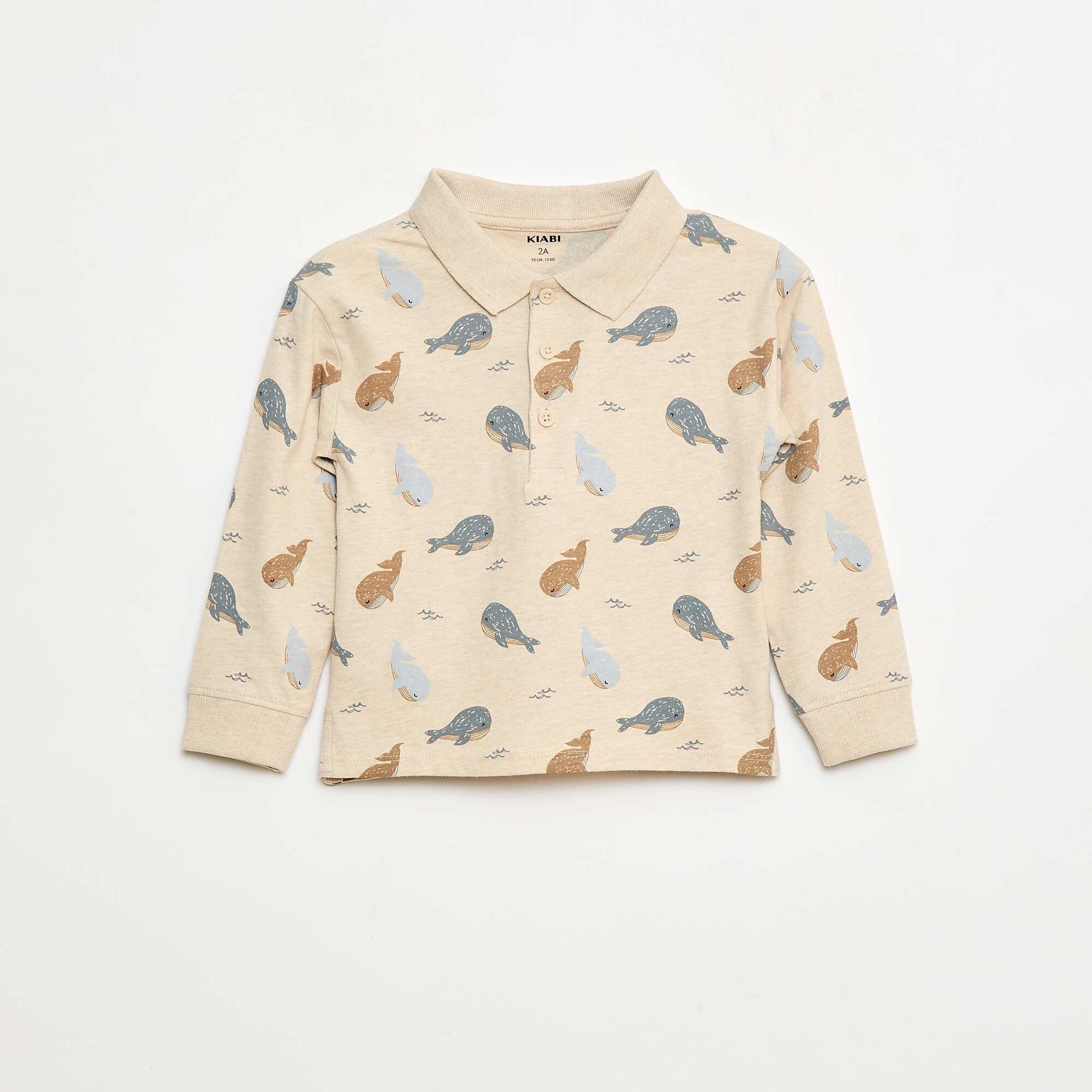 Polo en jersey à manches longues BEIGE