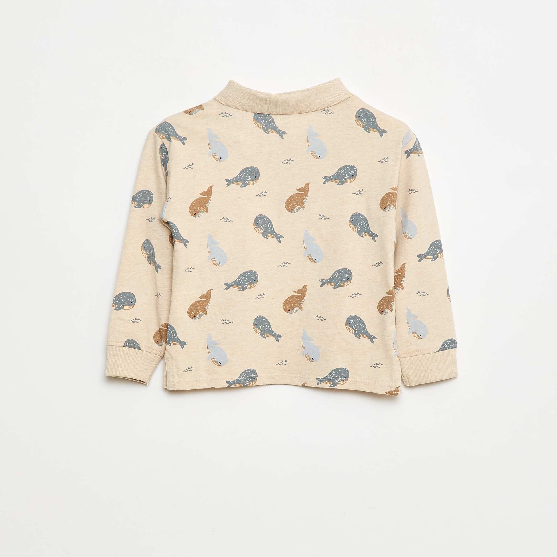 Polo en jersey à manches longues BEIGE