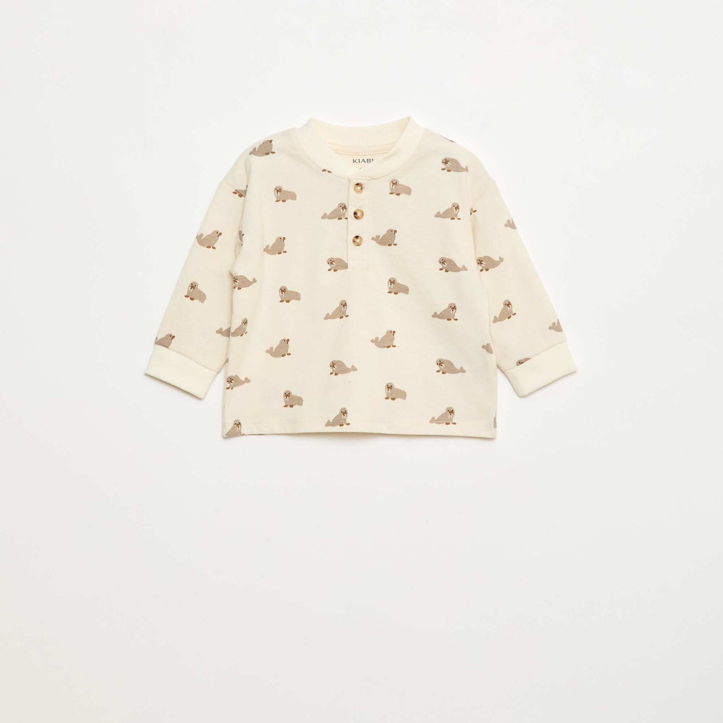 T-shirt à col boutonné imprimé GRIS