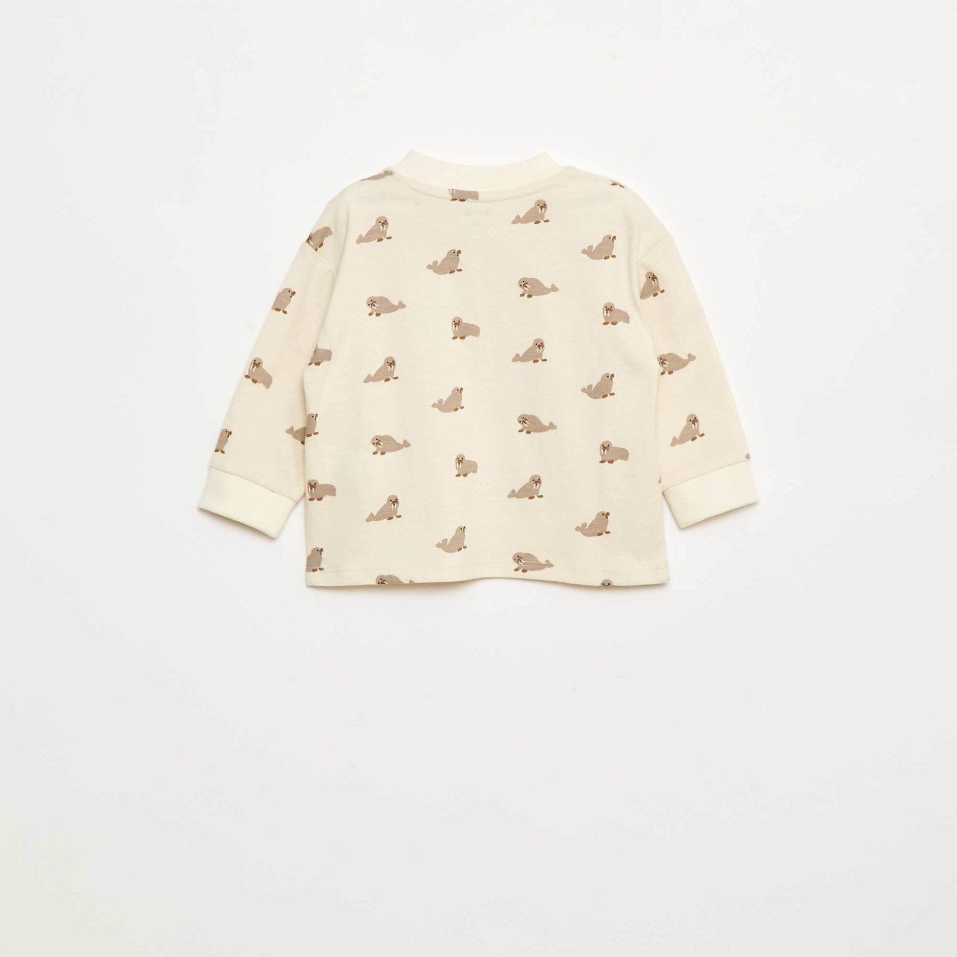 T-shirt à col boutonné imprimé GRIS