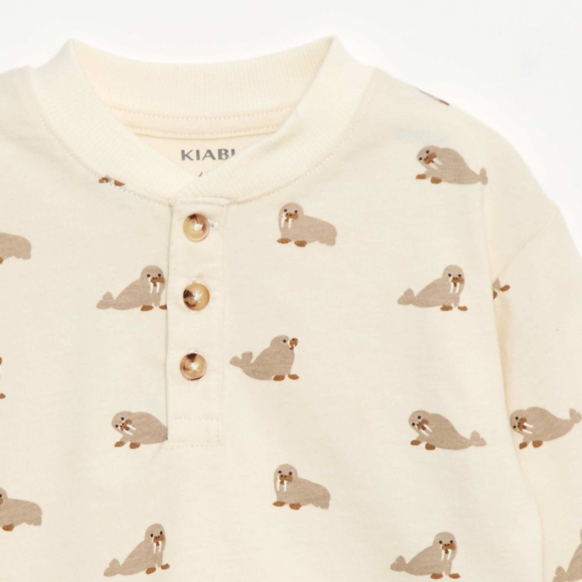 T-shirt à col boutonné imprimé GRIS