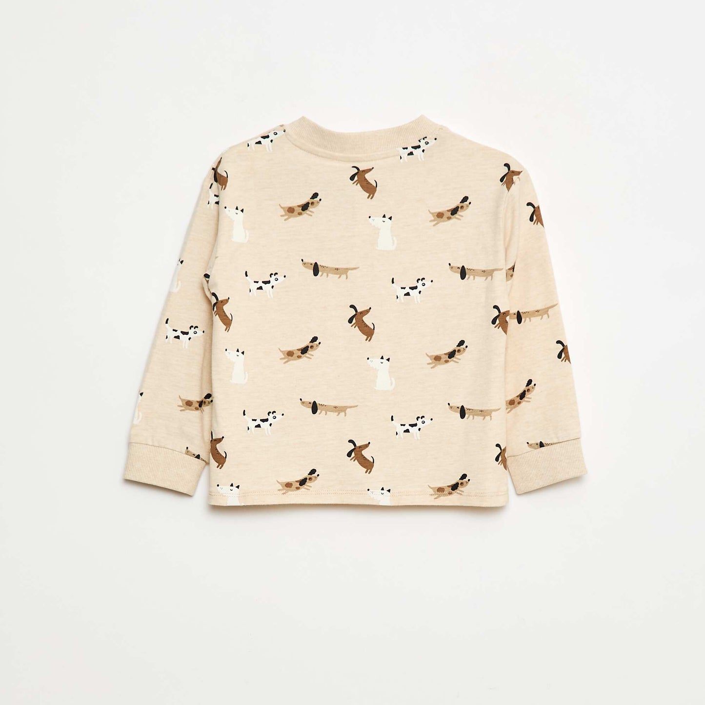 T-shirt à col boutonné imprimé BEIGE