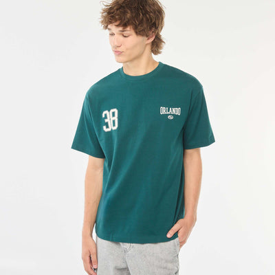 T-shirt uni imprimé recto/verso à manches longues VERT