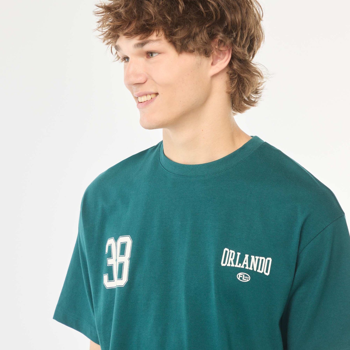 T-shirt uni imprimé recto/verso à manches longues VERT
