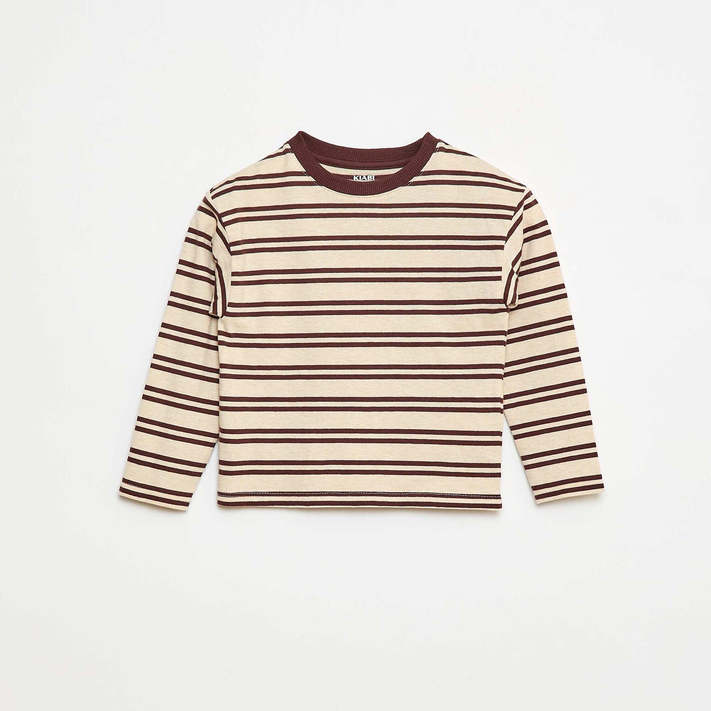 T-shirt à manches longues BEIGE/ROUGE