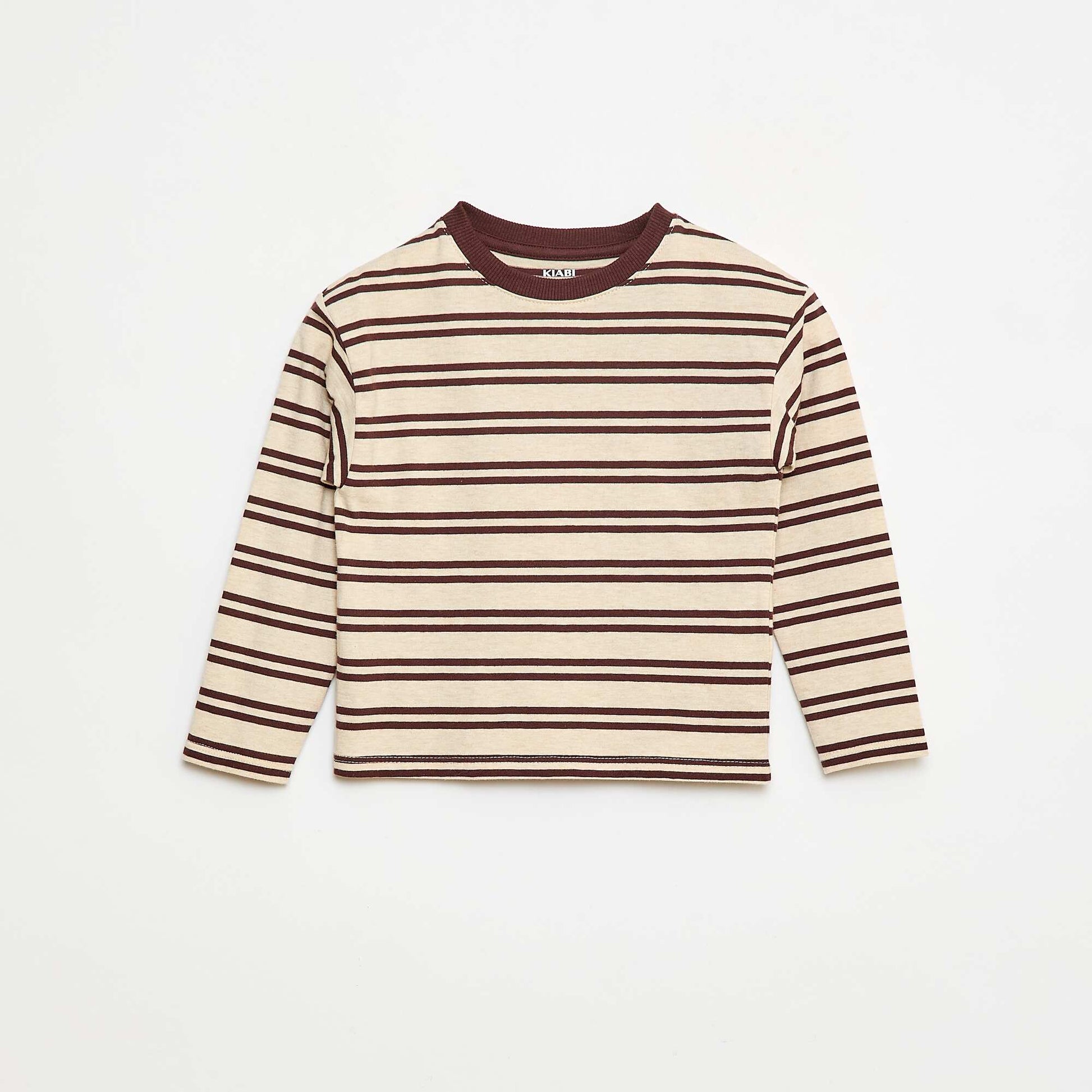 T-shirt à manches longues BEIGE/ROUGE
