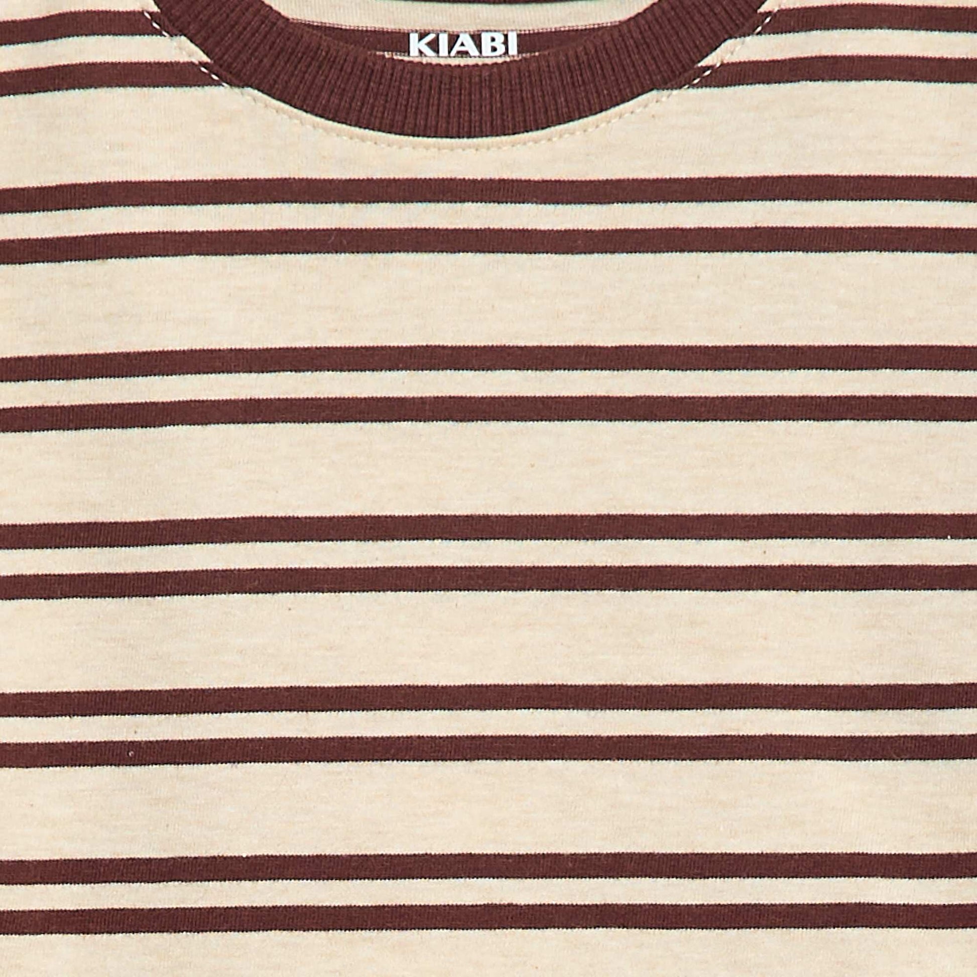 T-shirt à manches longues BEIGE/ROUGE