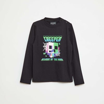 T-shirt imprimé 'Minecraft' à manches longues - So Easy NOIR
