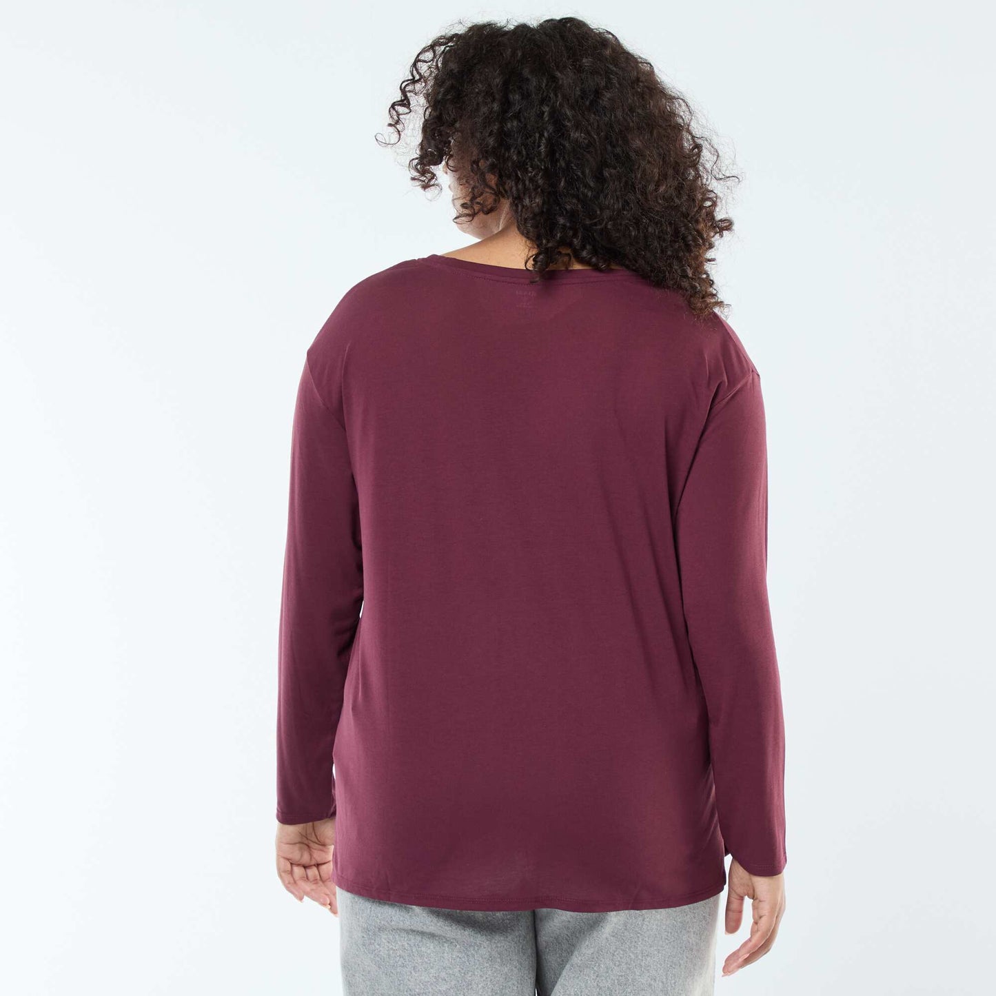 Tee-shirt basique col V et manches 3/4 ROUGE