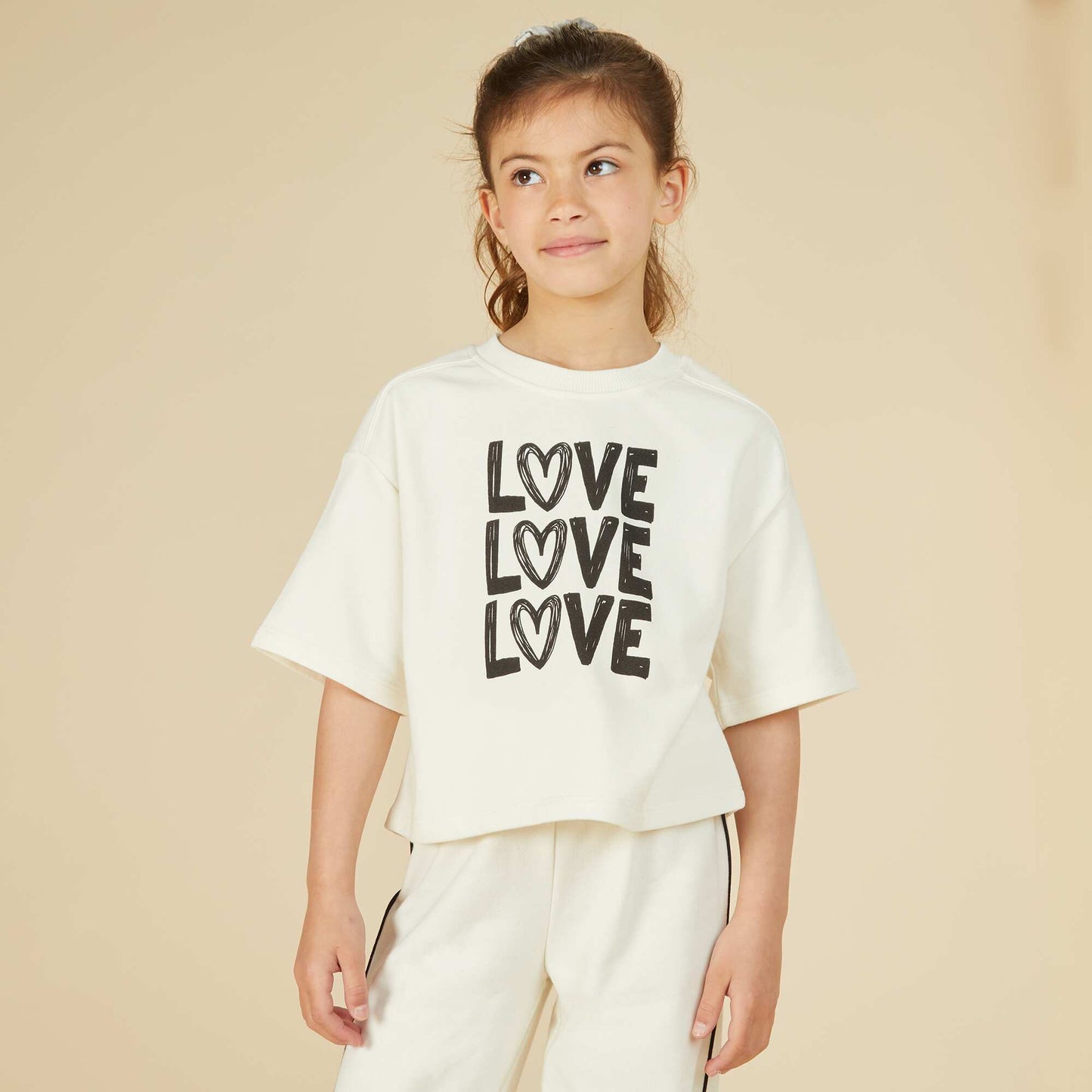 T-shirt crop à manches courtes BLANC
