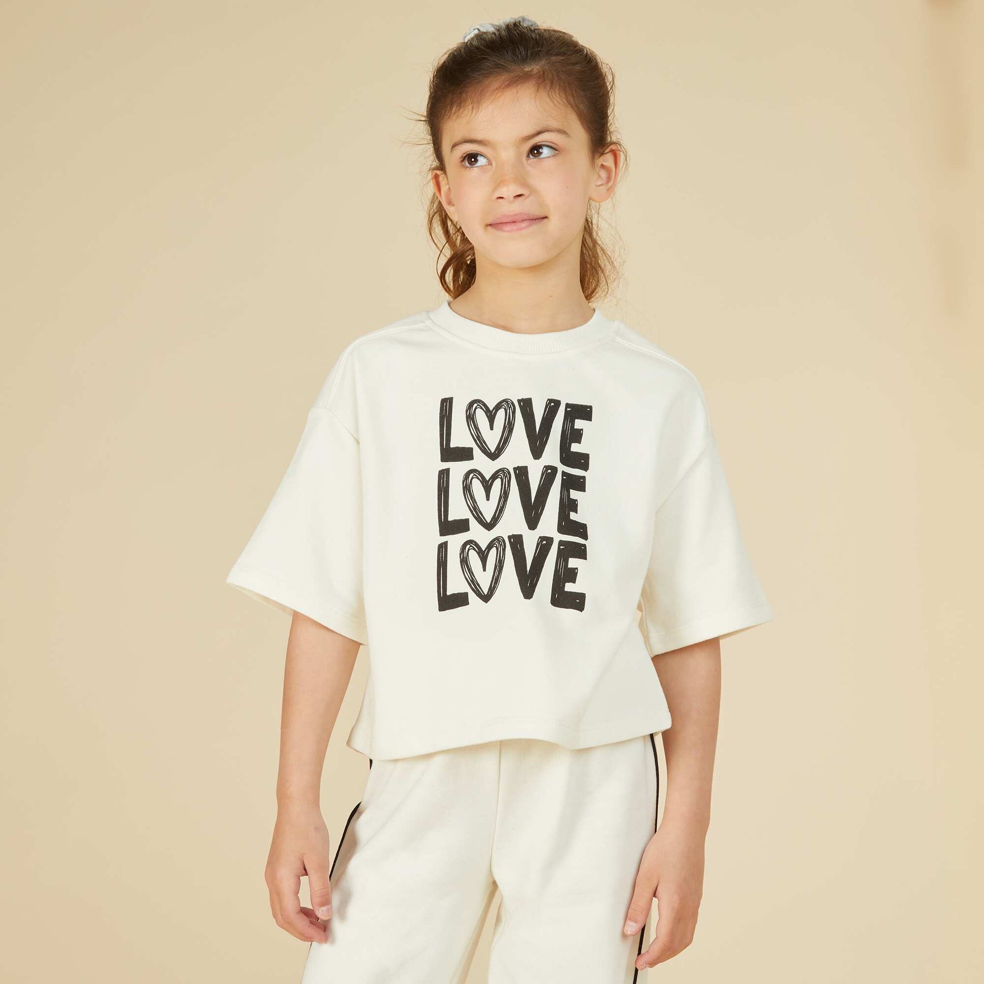 T-shirt crop à manches courtes BLANC