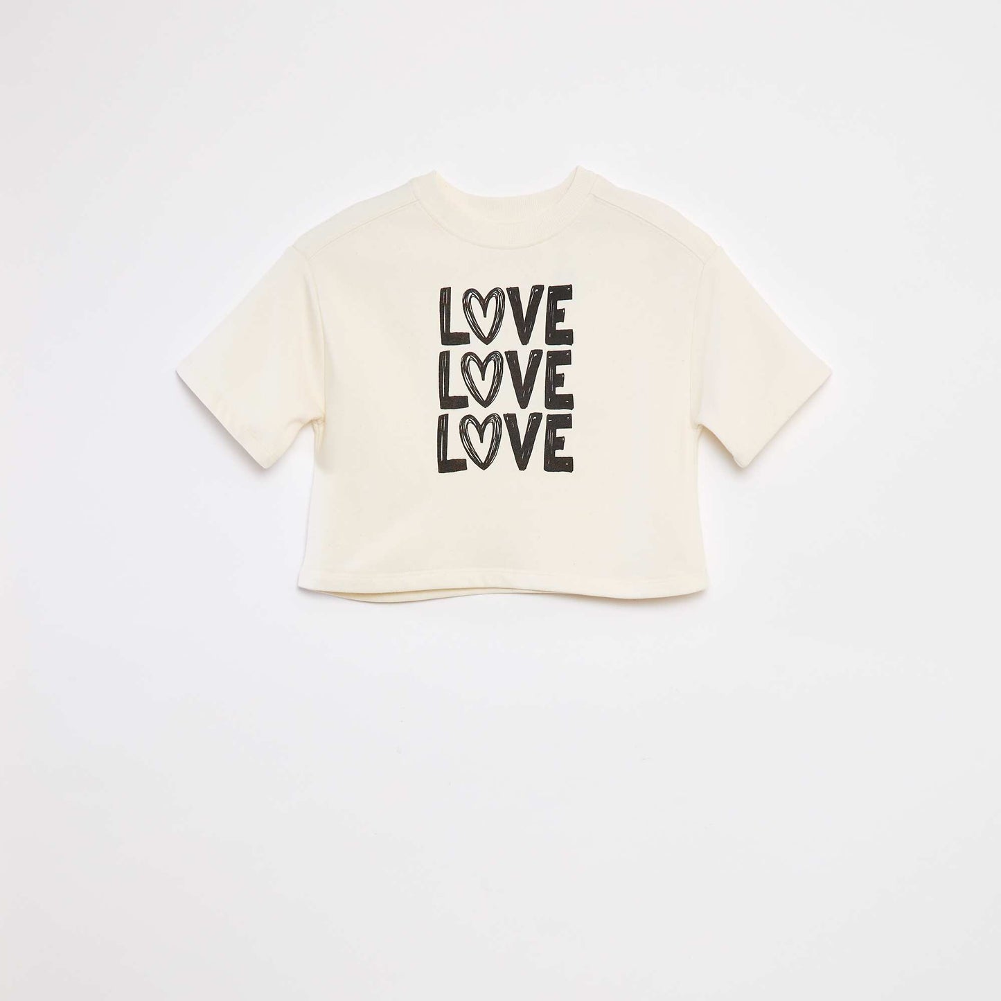 T-shirt crop à manches courtes BLANC