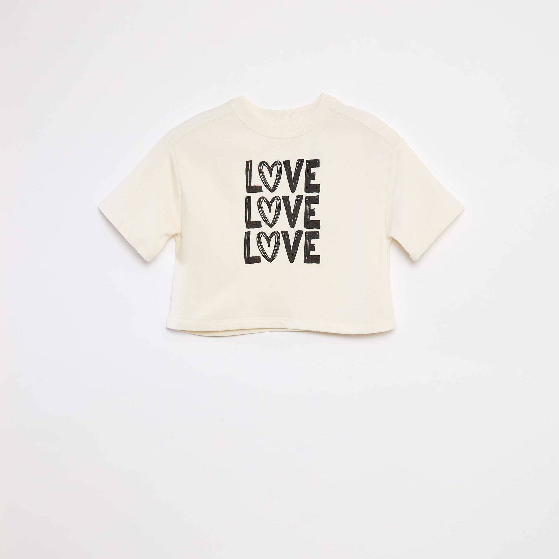T-shirt crop à manches courtes BLANC