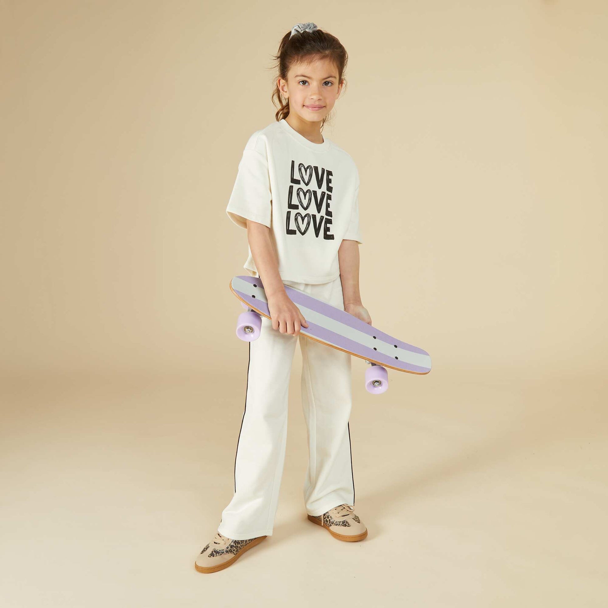 T-shirt crop à manches courtes BLANC