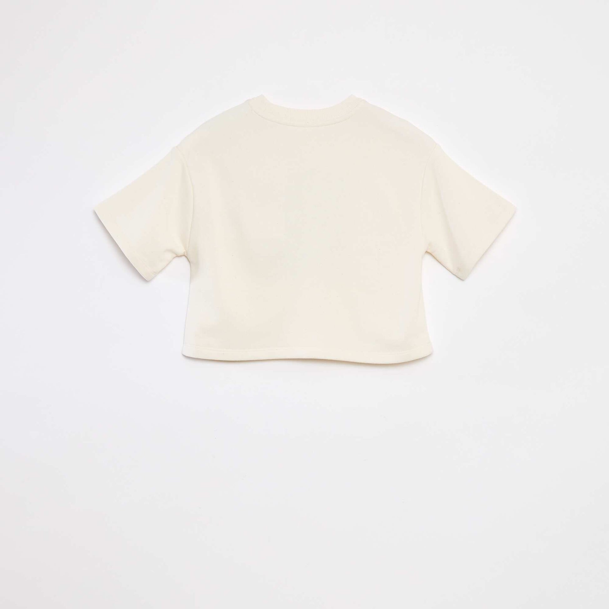 T-shirt crop à manches courtes BLANC