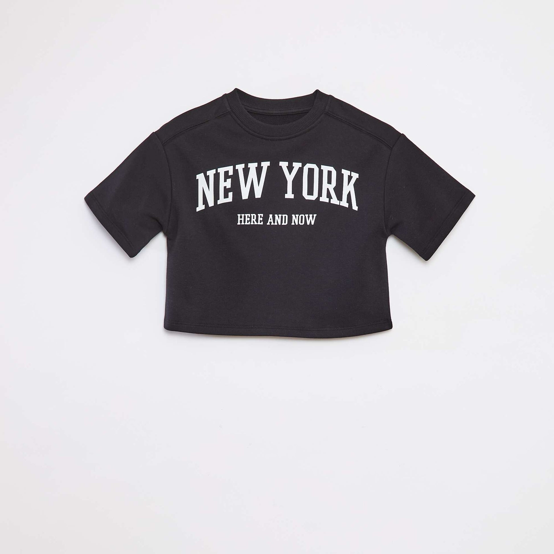T-shirt crop à manches courtes NOIR