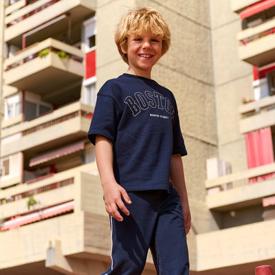 T-shirt style universitaire manches courtes BLEU