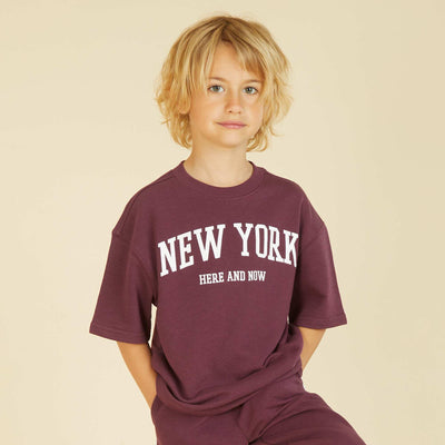 T-shirt style universitaire manches courtes MARRON