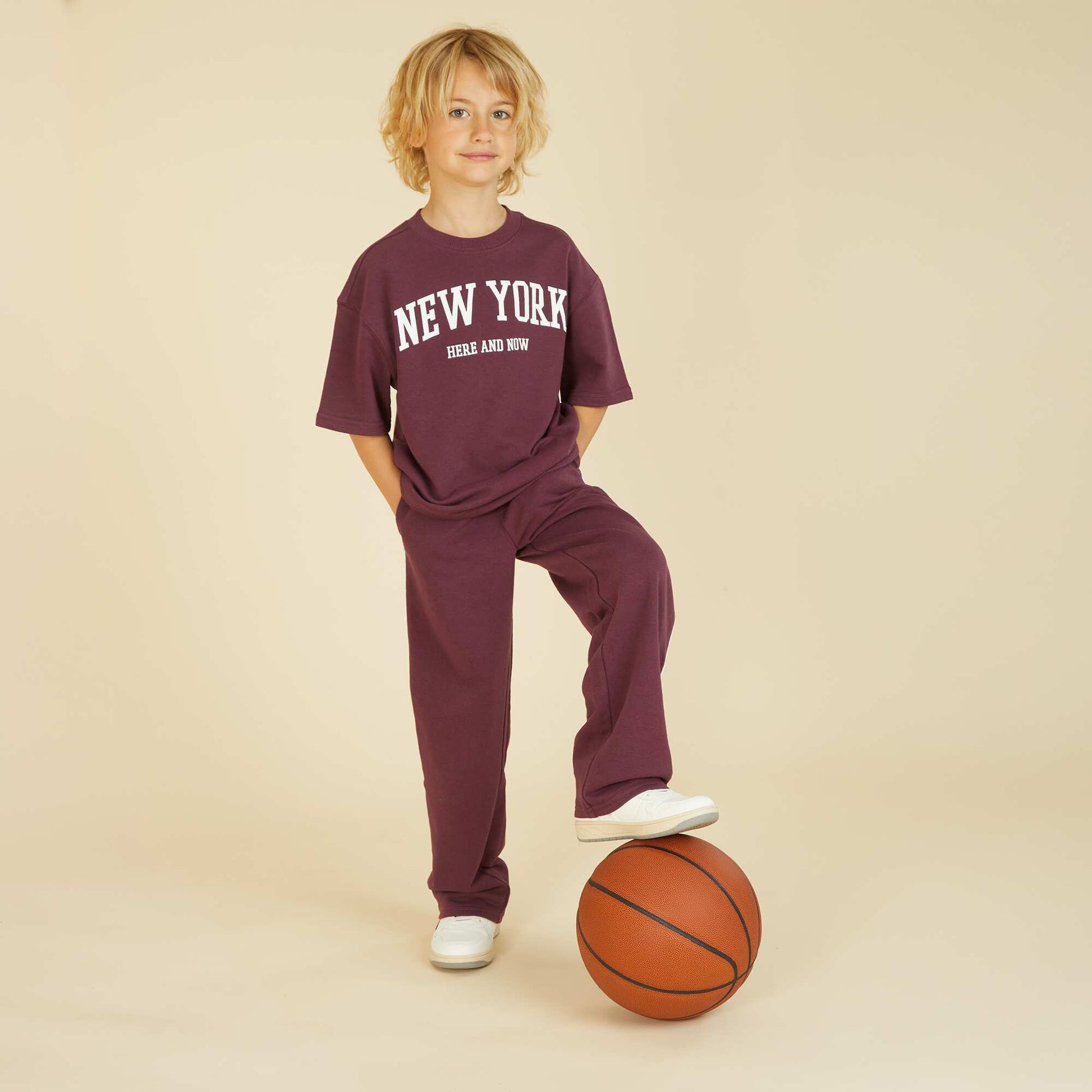 T-shirt style universitaire manches courtes MARRON