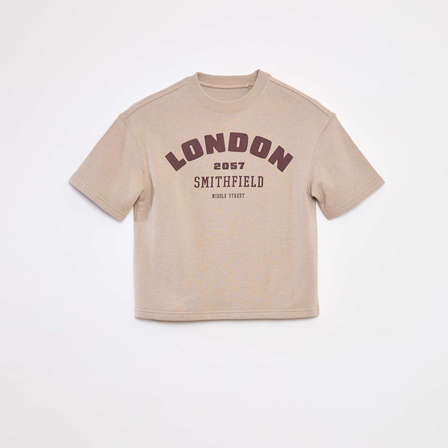 T-shirt style universitaire manches courtes BEIGE