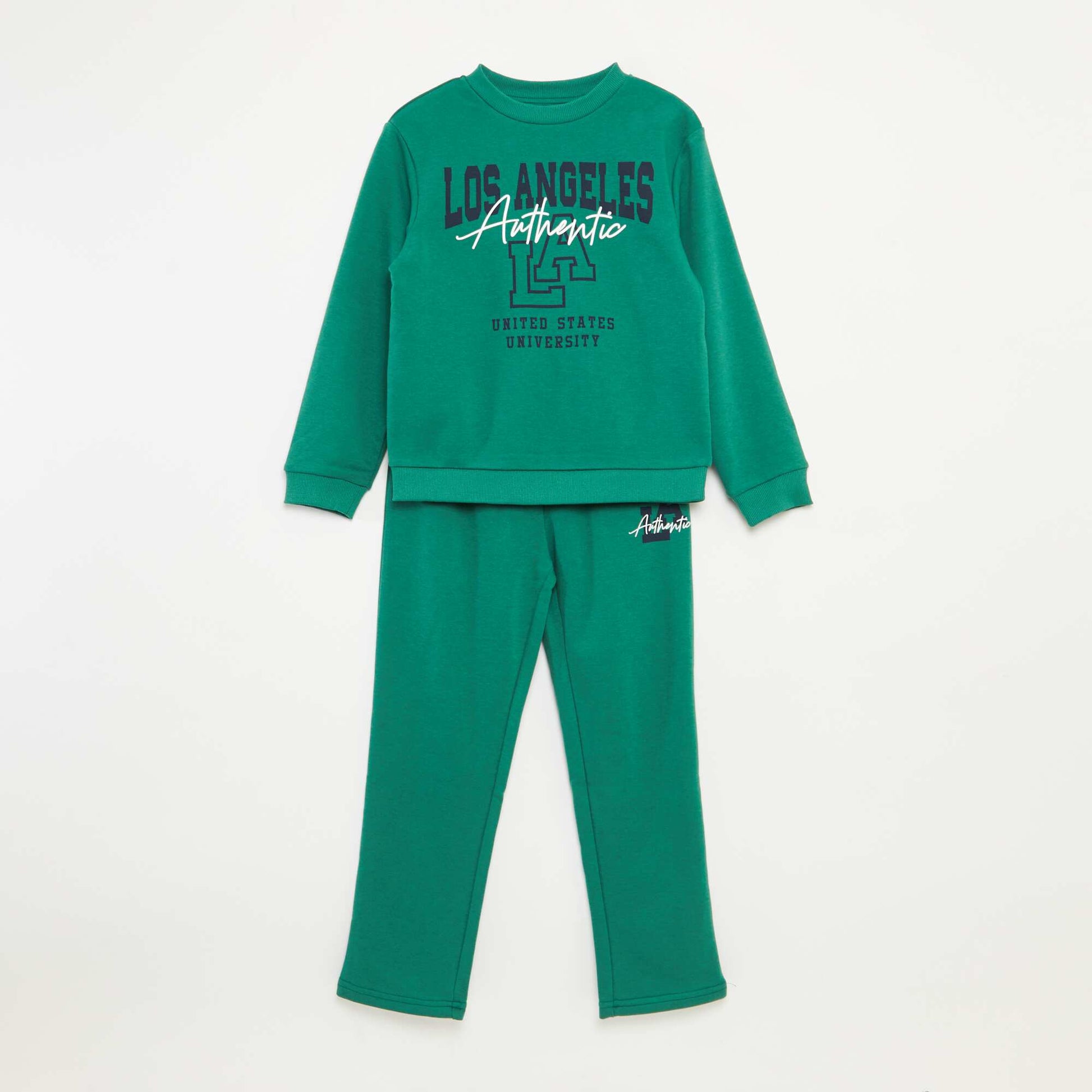 Ensemble sweat + pantalon esprit campus - 2 pièces VERT