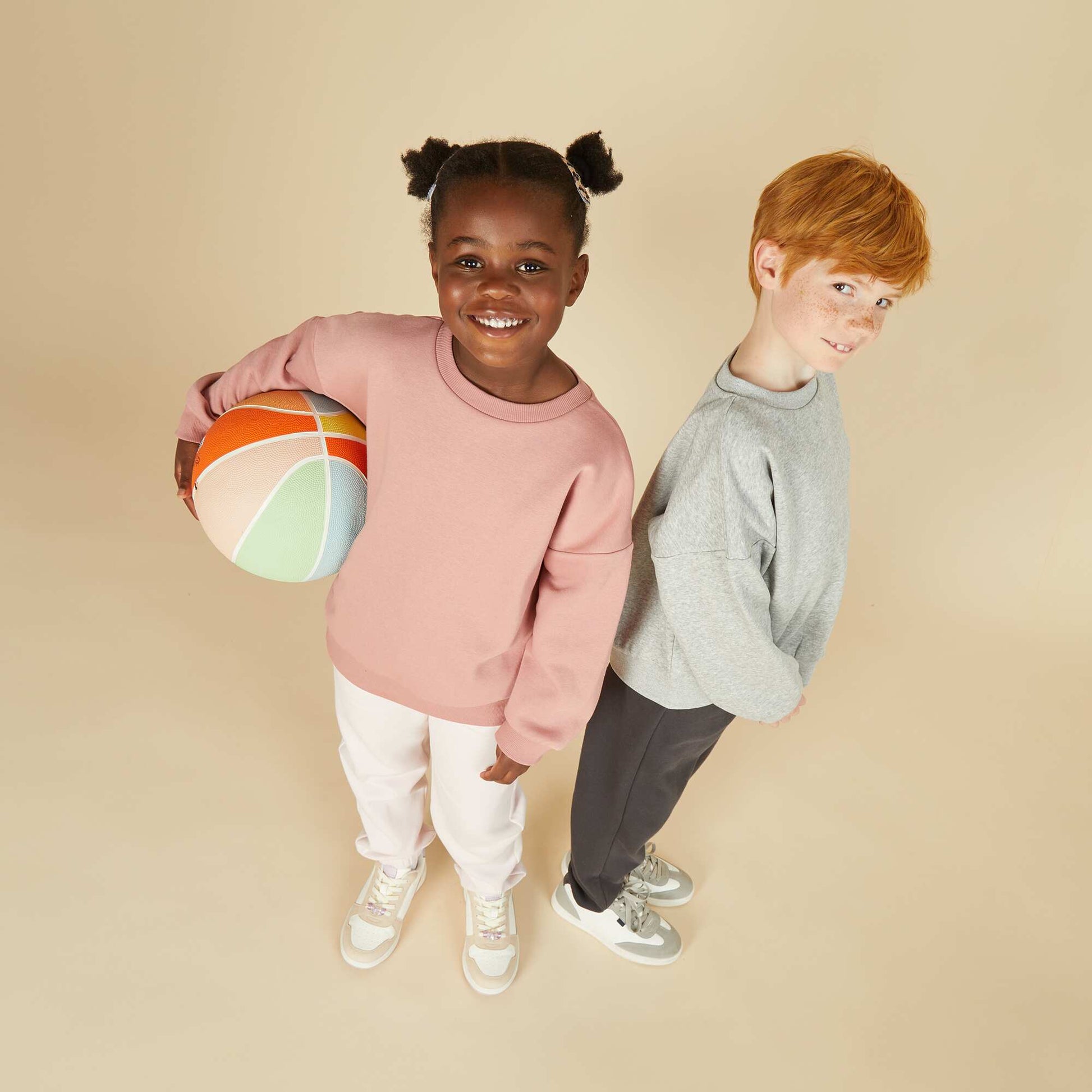 Lot de 2 sweats unis en molleton ROSE