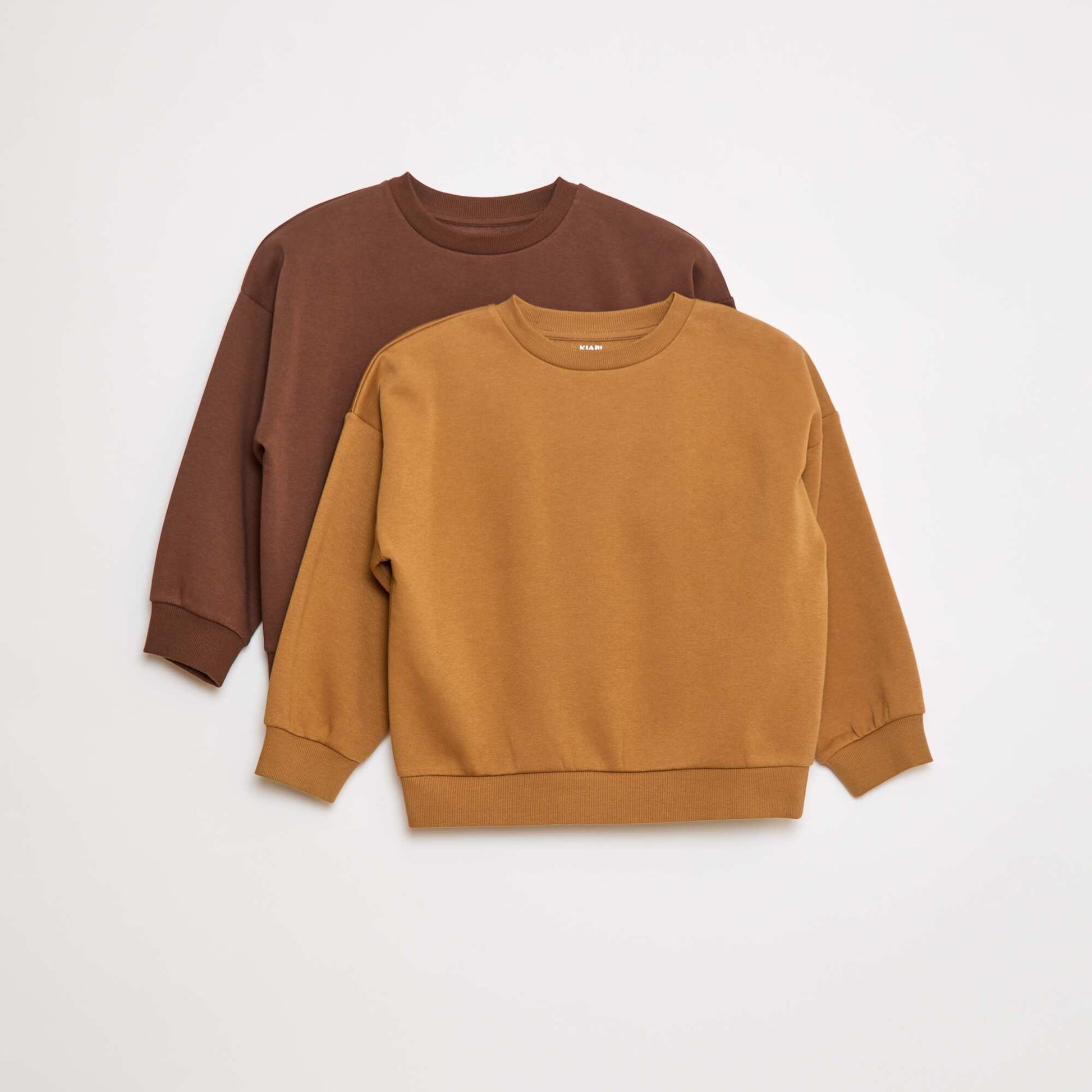 Lot de 2 sweats unis en molleton MARRON
