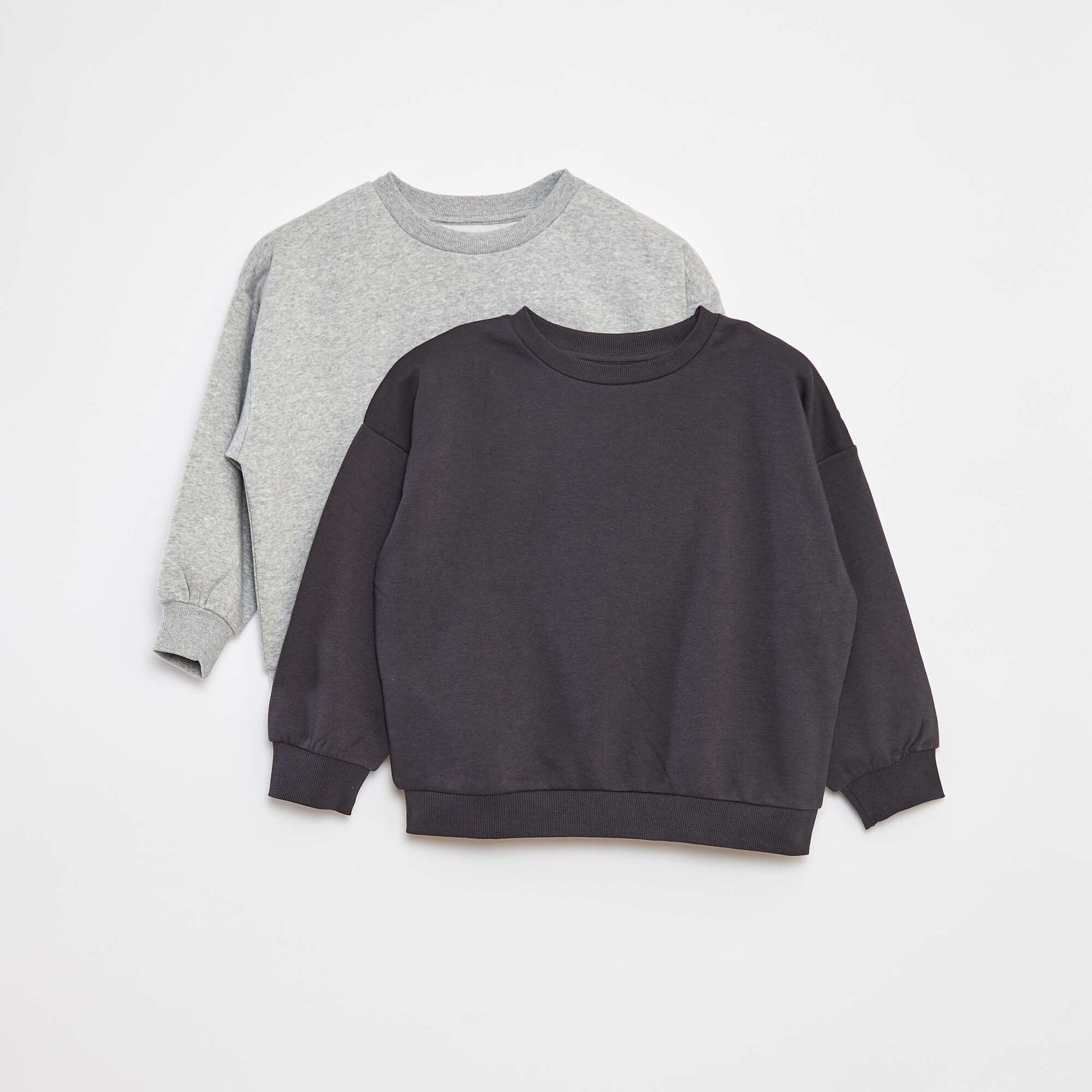 Lot de 2 sweats unis en molleton GRIS