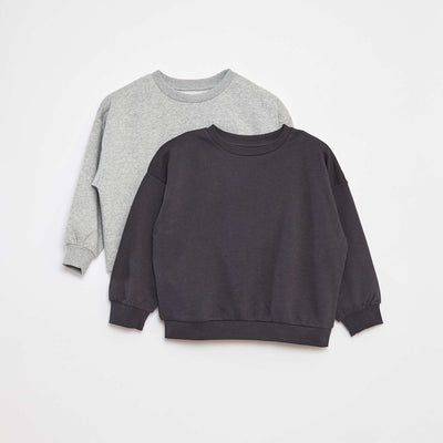 Lot de 2 sweats unis en molleton GRIS