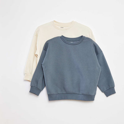 Lot de 2 sweats unis en molleton BLEU