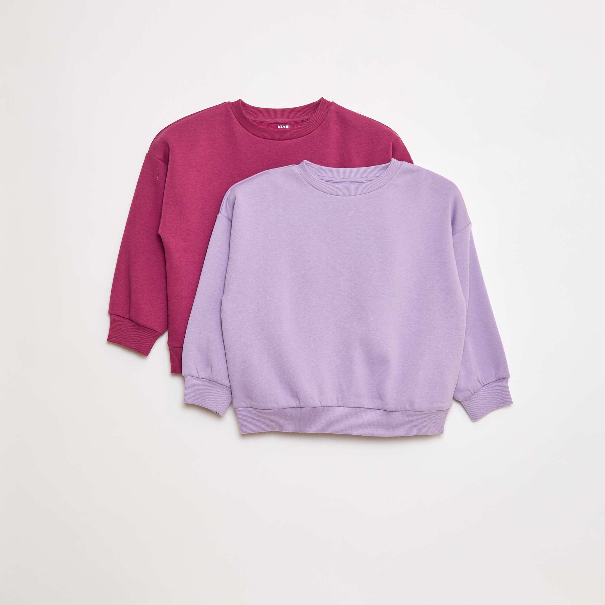 Lot de 2 sweats unis en molleton VIOLET