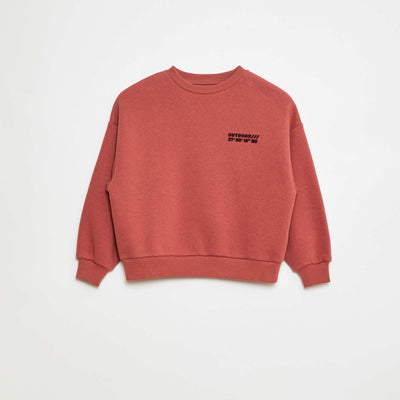 Sweat en coton avec motif au dos ROUGE