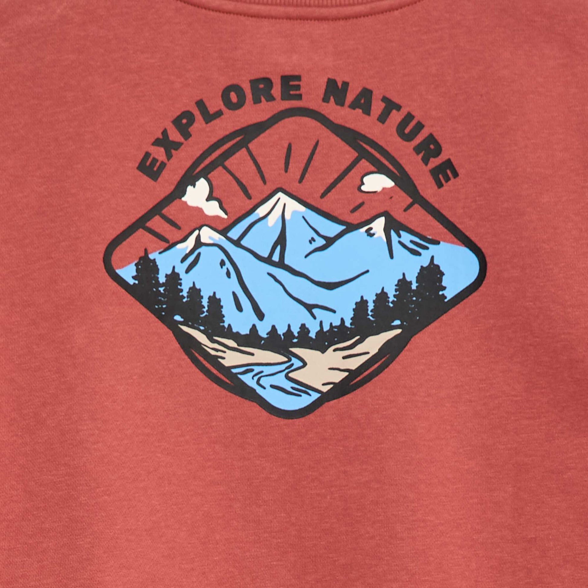 Sweat en coton avec motif au dos ROUGE