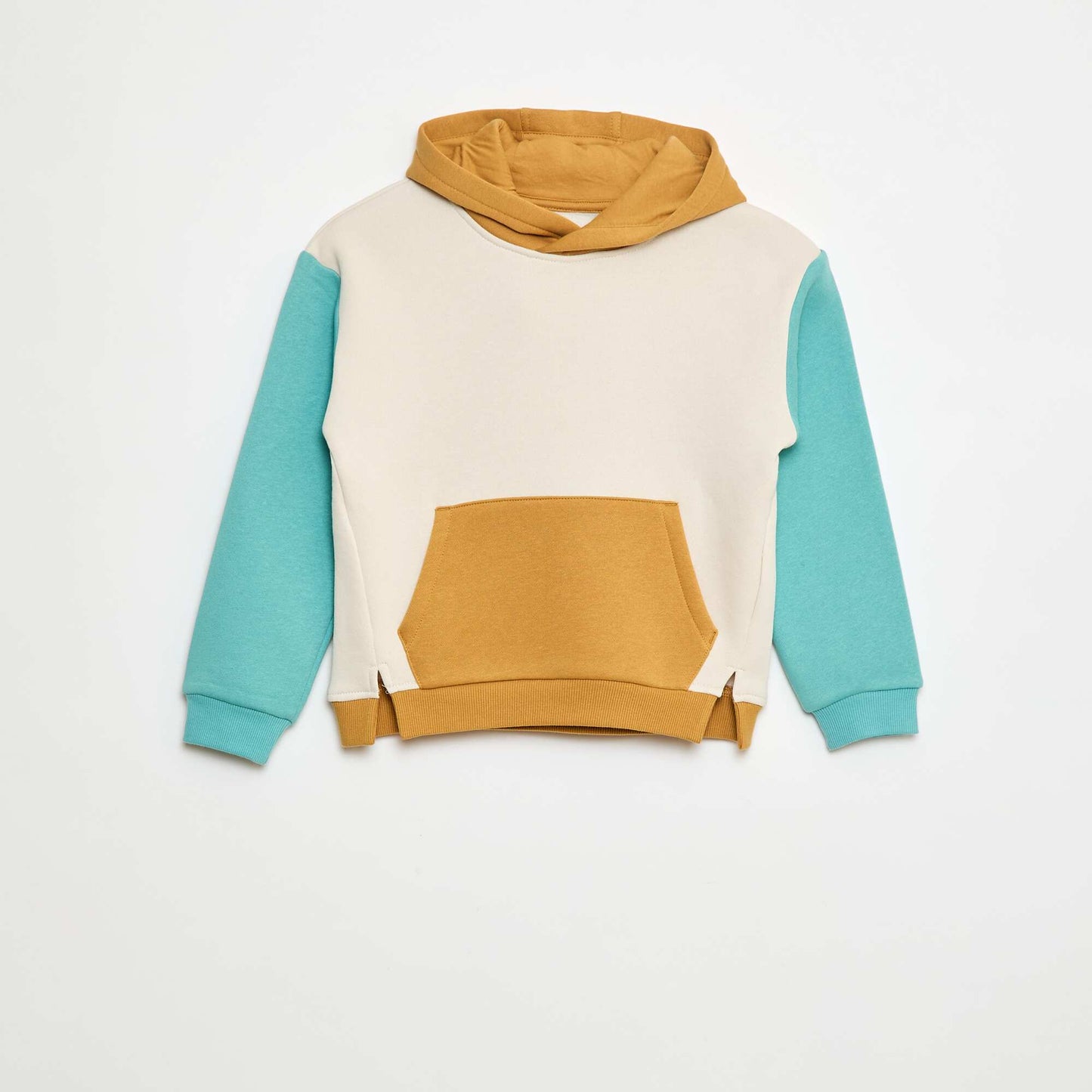 Sweat à capuche color bloc BLEU